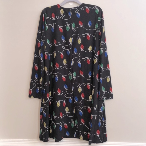 Christmas String of Lights Black Stretch Dress Size Medium - Picture 2 of 7